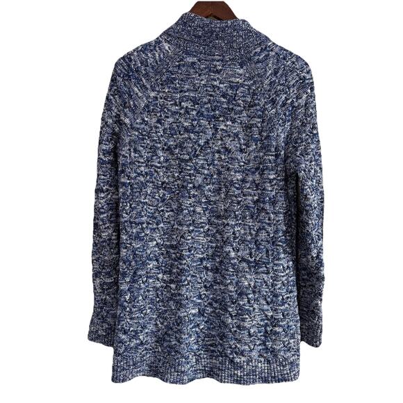 Lands’ End Women’s Cardigan Drifter Cable Knit Sweater Tunic Blue Size Large - Picture 4 of 13